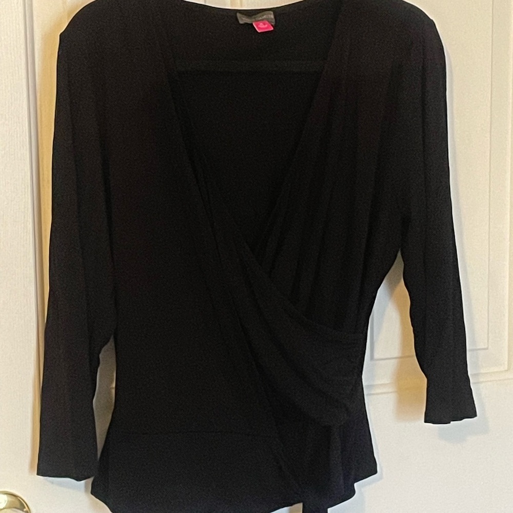 Vince Camuto Black Wrap Blouse
